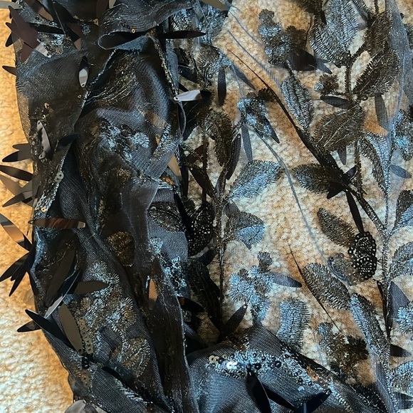 Cezanne black sequin feather Ruana Shawl cover up jacket one size - Picture 6 of 6